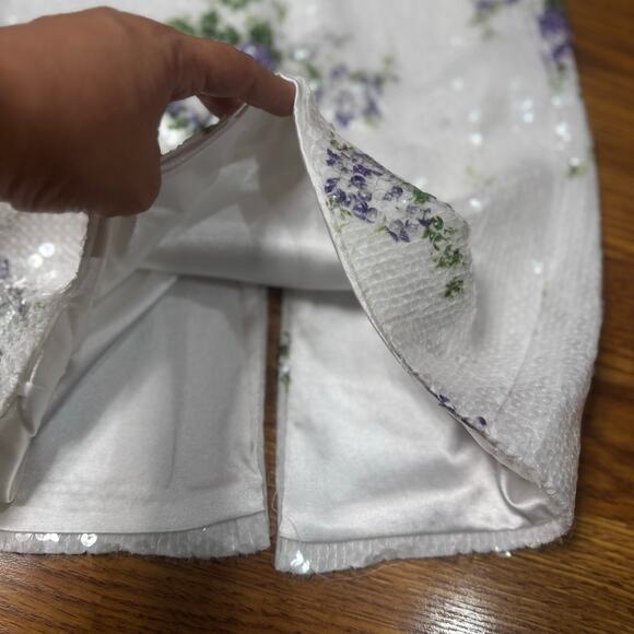 Tanner Fletcher Marilyn Floral Sequin Strapless Dress 1 / US 4-6 Evening Gown - Picture 12 of 14